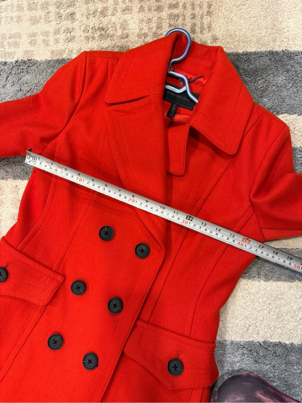 Red Double-Breasted Wool Blend Coat - BCBG - Picture 5 of 5